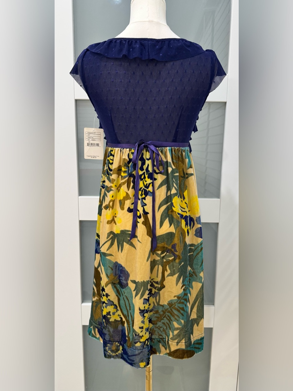 Free People NWT Floral Silk Blend Ruffle Dress XS $128 - Picture 3 of 9